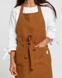 Linen bib apron in Cinnamon