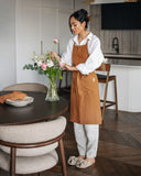 Linen bib apron in Cinnamon