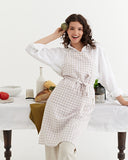 Linen bib apron in Natural gingham