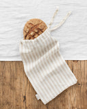 Linen bread bag in Striped in natural