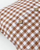 Deco pillow cover with buttons in Cinnamon gingham
