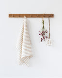 Linen tea towel in Striped in natural