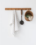 Linen tea towel in Charcoal grid