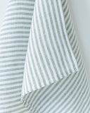Linen tea towel in Striped in Forest Green