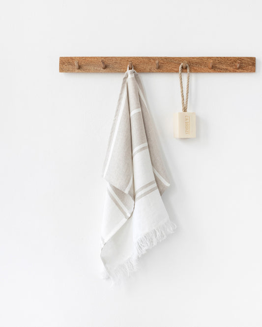 Linen tea towel in Ecru stripe