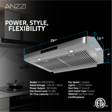 ANZZI 30-Inch 600 CFM 4-Speed Stainless Steel Under Cabinet Convertible Residential Range Hood with LED Lamp