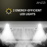 ANZZI 30-Inch 600 CFM 4-Speed Stainless Steel Under Cabinet Convertible Residential Range Hood with LED Lamp