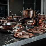 Mauviel M'6 S Induction Copper Rondeau With Lid, Cast Stainless Steel Handles, 3.4-Qt