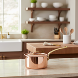 Mauviel M'Heritage M'250 B Copper Sauce Pan With Lid, Brass Handle