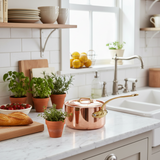 Mauviel M'Heritage M'250 B Copper Sauce Pan With Lid, Brass Handle