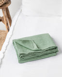 Matcha green linen flat sheet