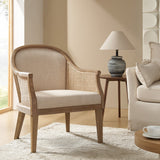 Xaver Farmhouse Rattan Solid Wood Armchair