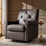 Smelda Genuine Leather Swivel Rocker Chair