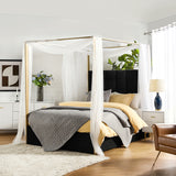 Madeleine Upholstered Canopy Queen Bed With Curtains
