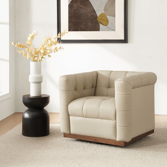 Arnold Genuine Leather Swivel Club Chair