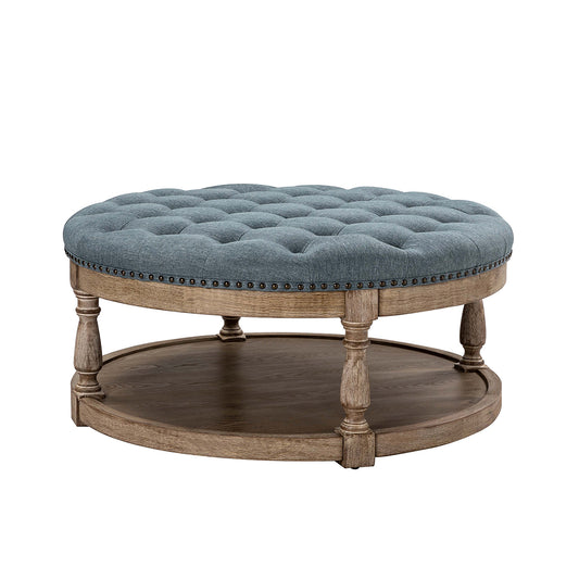 Deoius Tufted Round Cocktail Ottoman with Storage