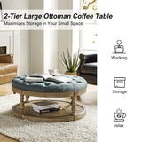 Deoius Tufted Round Cocktail Ottoman with Storage