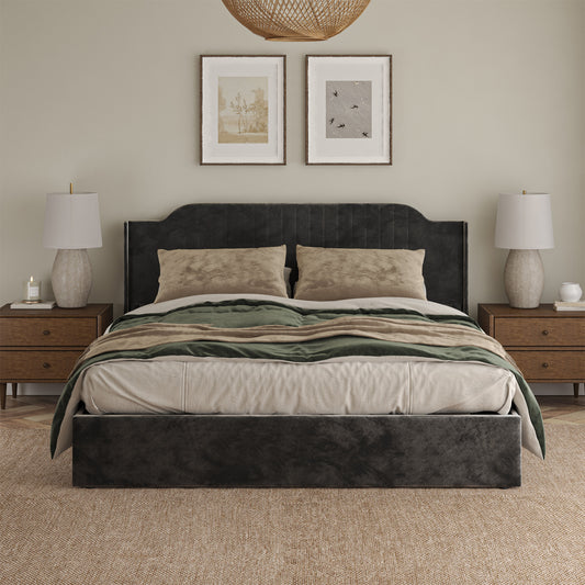 Stuart Hydraulic Lift Up Storage Upholstered Platform King Bed