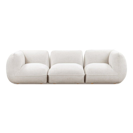 Arezza 115" Stone White Contract-Grade Basketweave Chenille Modular Sofa