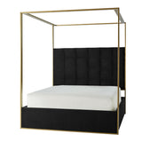 Madeleine Upholstered Canopy Queen Bed With Curtains