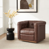 Arnold Genuine Leather Swivel Club Chair