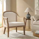 Xaver Farmhouse Rattan Solid Wood Armchair