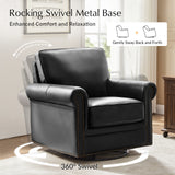 Higinio Genuine Leather Swivel Rocker Chair