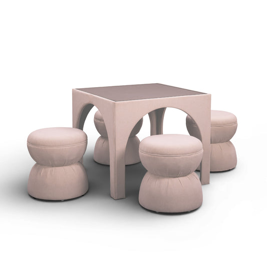 Tomlin Performance Chenille Game Table and Two Ottomans Set