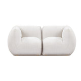 Arezza 80" Stone White Contract-Grade Basketweave Chenille Modular Loveseat