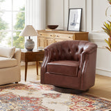 Veitin Chesterfield Rocker and Swivel Genuine Leather Chair