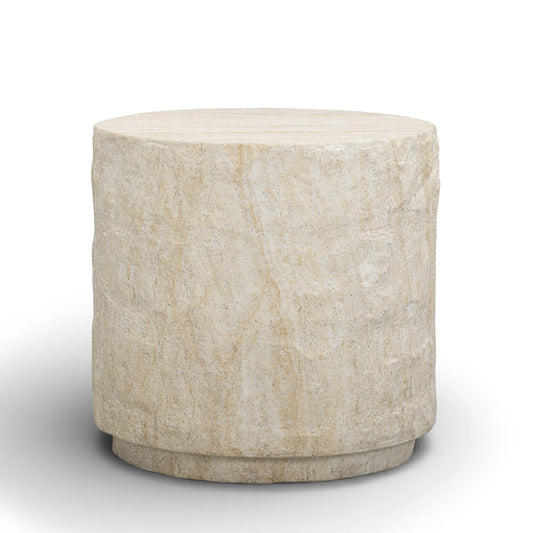 Roxanne Faux Travertine Indoor/Outdoor Concrete Side Table