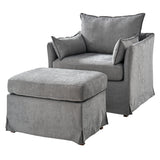Roberta Slipcovered Armchair with Ottoman