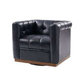 Arnold Genuine Leather Swivel Club Chair NAVY