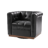 Arnold Genuine Leather Swivel Club Chair BLACK