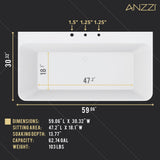 Vault Series 59 in. x 30 in. Flat Bottom Acrylic Freestanding Soaking Bathtub with Center Drain and Faucet