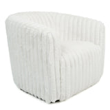 Mira White Soft Plush Fabric Swivel Chair