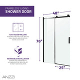 Rhodes Series 45 to 48 in. x 76 in. Sliding Frameless Shower Door with Tsunami Guard Tempered Glass