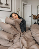 Mocha linen duvet cover set (3 pcs)