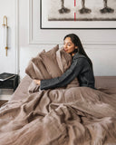 Mocha linen sheet set (4 pcs)