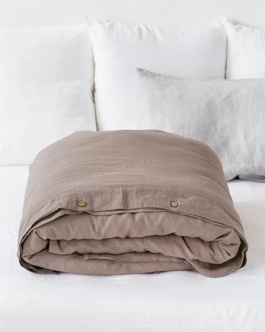 Mocha linen duvet cover
