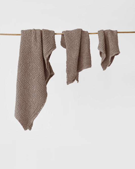 Mocha waffle towel set (3 pcs)