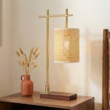 Moonstone Bamboo Lampshade Table Lamp - Dark Brown - Bronze