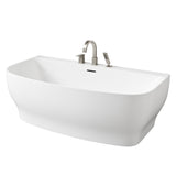 Bank Series 65 in. x 31 in. Flat Bottom Acrylic Freestanding Soaking Bathtub with Center Drain and Faucet