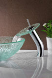 Choir Series 17 in. Round Bathroom Vessel Sink in Crystal Clear Mosaic Glass with Matching Chrome Waterfall Faucet