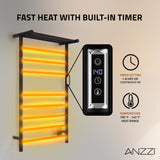 ANZZI Eve Series 8-Bar Towel Warmer (23.6" W x 39" H) with Top Shelf, Digital Control, Dual Installation, Rhino Alloy Certified Stainless Steel