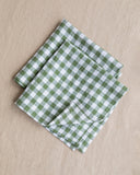 Forest green gingham linen napkin set of 2