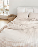 Natural gingham linen duvet cover set (3 pcs)