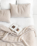 Natural gingham linen flat sheet