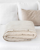 Striped in natural linen duvet cover