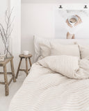 Striped in natural linen duvet cover